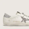 Zapatillas Old School para mujer con estrella plateada con purpurina y lengüeta de gamuza gris hielo