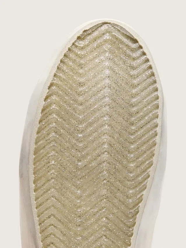 Zapatillas Old School para mujer con estrella plateada con purpurina y lengüeta de gamuza gris hielo