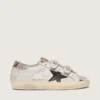Zapatillas Old School para mujer en cuero blanco con estrella de cuero negro e inserciones con estampado de serpiente