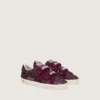 Zapatillas Old School para niños en color burdeos con purpurina, con estrella y lengüeta en el talón de gamuza burdeos