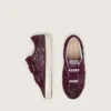 Zapatillas Old School para niños en color burdeos con purpurina, con estrella y lengüeta en el talón de gamuza burdeos