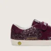 Zapatillas Old School para niños en color burdeos con purpurina, con estrella y lengüeta en el talón de gamuza burdeos