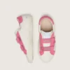Zapatillas Old School para niños en cuero color crema con estrella y inserciones de gamuza rosa