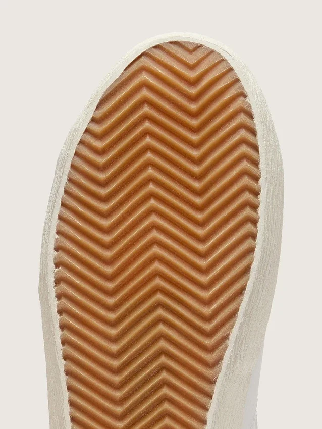Zapatillas Old School para niños en cuero color crema con estrella y inserciones de gamuza rosa
