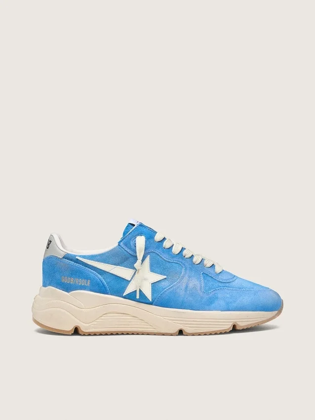 Zapatillas Running Sole para hombre en gamuza azul brillante con estrella blanca