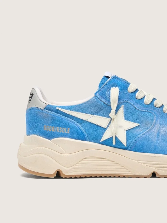 Zapatillas Running Sole para hombre en gamuza azul brillante con estrella blanca