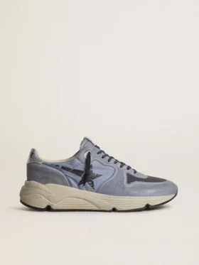 Zapatillas Running Sole para hombre en nailon azul claro y nubuck con estrella negra