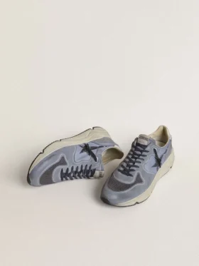 Zapatillas Running Sole para hombre en nailon azul claro y nubuck con estrella negra