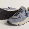Zapatillas Running Sole para hombre en nailon azul claro y nubuck con estrella negra
