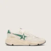 Zapatillas Running Sole para hombre en nylon color crema y cuero con estrella de cuero verde