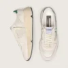 Zapatillas Running Sole para hombre en nylon color crema y cuero con estrella de cuero verde
