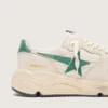 Zapatillas Running Sole para hombre en nylon color crema y cuero con estrella de cuero verde