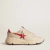 Zapatillas Running Sole para hombre en piel napa gris «morn» con estrella y lengüeta del talón de piel napa roja