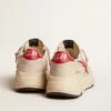 Zapatillas Running Sole para hombre en piel napa gris «morn» con estrella y lengüeta del talón de piel napa roja