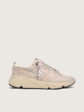 Zapatillas Running Sole para mujer en cuero rosa empolvado con estrella plateada