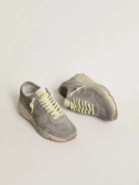 Zapatillas Running Sole para mujer en gamuza gris con estrella y lengüeta del talón de gamuza gris