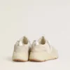 Zapatillas Running Sole para mujer en lona con estrella beige y lengüeta en el talón de cuero metalizado platino