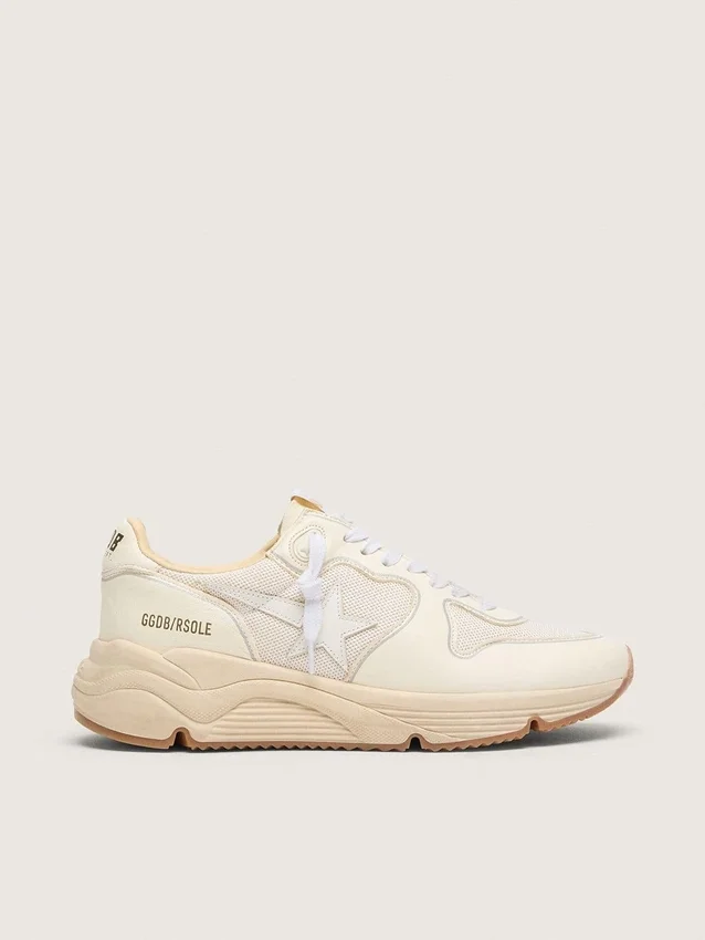 Zapatillas Running Sole para mujer en malla y napa blanca