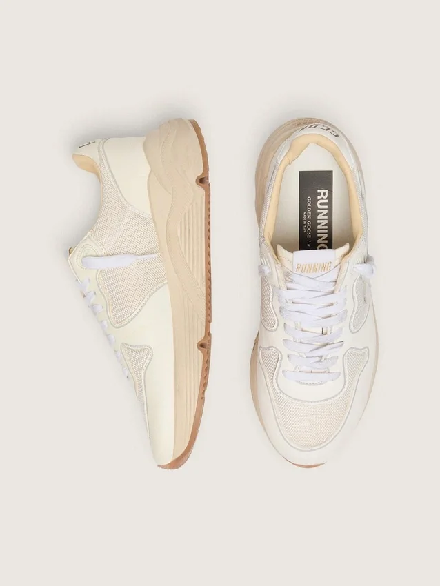 Zapatillas Running Sole para mujer en malla y napa blanca
