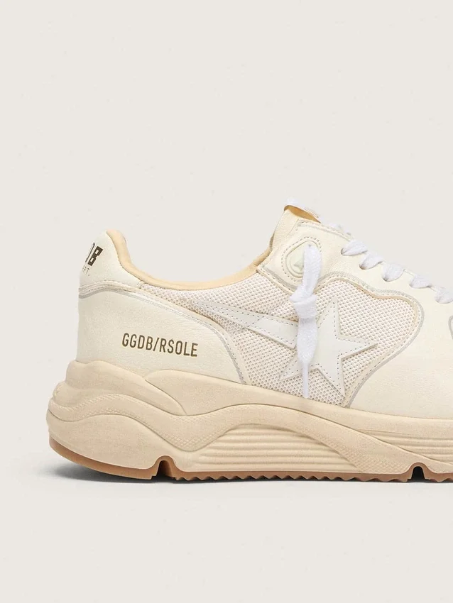 Zapatillas Running Sole para mujer en malla y napa blanca