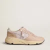 Zapatillas Running Sole para mujer en malla y nubuck con estrella de cuero metalizado plateado