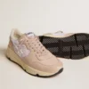 Zapatillas Running Sole para mujer en malla y nubuck con estrella de cuero metalizado plateado