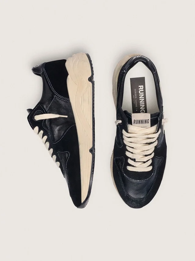 Zapatillas Running Sole para mujer en napa y gamuza negras