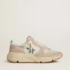 Zapatillas Running Sole para mujer en nylon y gamuza con estrella estampada en plateado y lengüeta de cuero en el talón