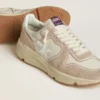 Zapatillas Running Sole para mujer en nylon y gamuza con estrella estampada en plateado y lengüeta de cuero en el talón