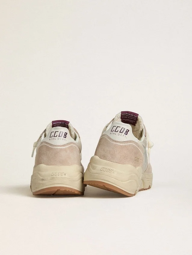 Zapatillas Running Sole para mujer en nylon y gamuza con estrella estampada en plateado y lengüeta de cuero en el talón