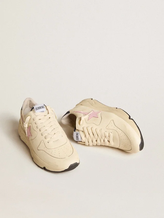 Zapatillas Running Sole para mujer en piel napa con estrella de piel rosa y lengüeta trasera de piel azul