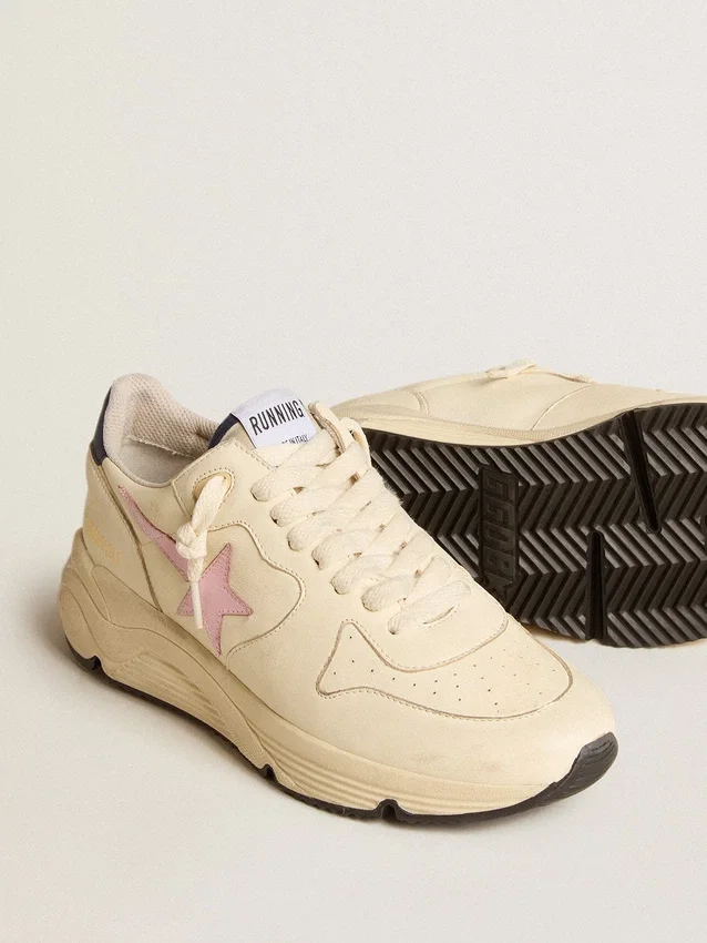 Zapatillas Running Sole para mujer en piel napa con estrella de piel rosa y lengüeta trasera de piel azul