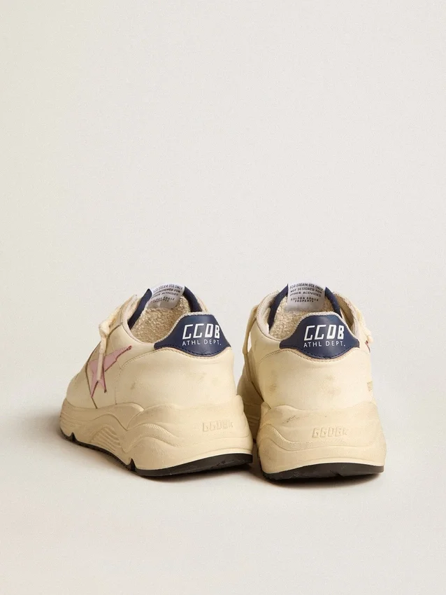 Zapatillas Running Sole para mujer en piel napa con estrella de piel rosa y lengüeta trasera de piel azul