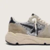 Zapatillas Running Sole para mujer en plateado brillante y gamuza gris paloma