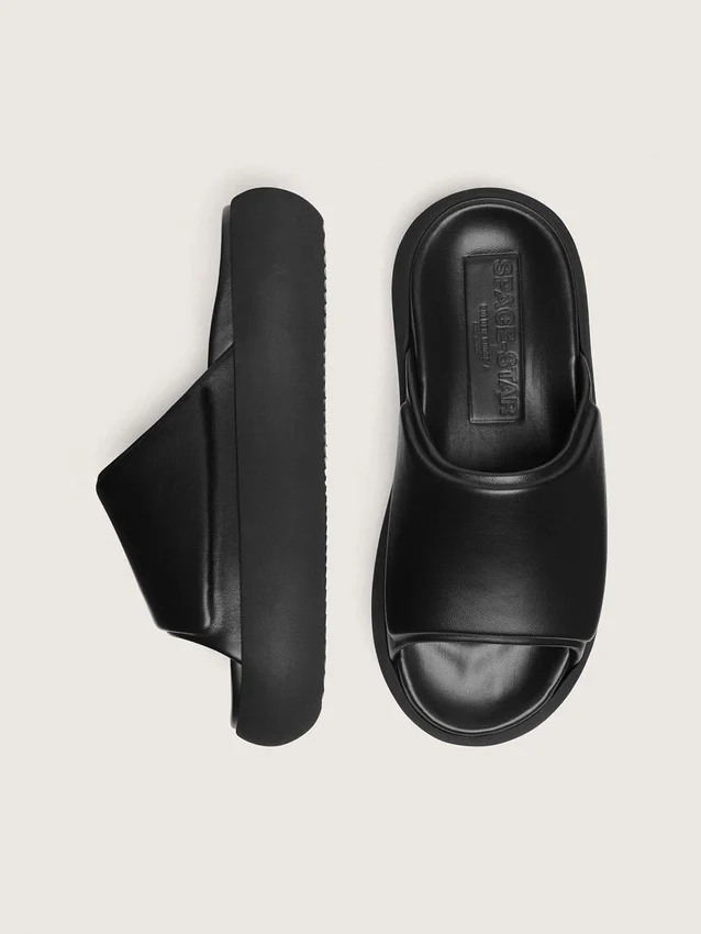 Zapatillas sin cordones Space-Star para hombre en cuero negro
