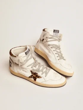 Zapatillas Sky-Star con firma en el tobillo e inserciones de piel de potro con estampado de leopardo