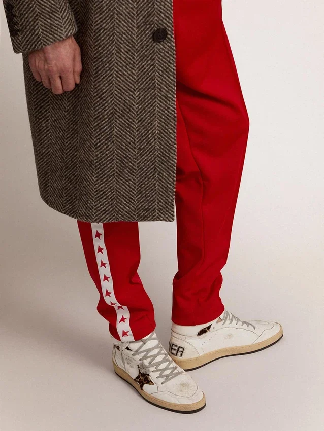 Zapatillas Sky-Star con firma en el tobillo e inserciones de piel de potro con estampado de leopardo