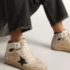 Zapatillas Sky-Star para hombre en nylon y cuero color crema con estrella de gamuza azul