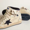 Zapatillas Sky-Star para hombre en nylon y cuero color crema con estrella de gamuza azul