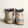 Zapatillas Sky-Star para hombre en nylon y cuero color crema con estrella de gamuza azul