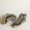 Zapatillas Slide de mezclilla azul medianoche con estrella de cuero blanco