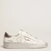 Zapatillas Stardan con estrella de cuero metalizado plateado y lengüeta en el talón