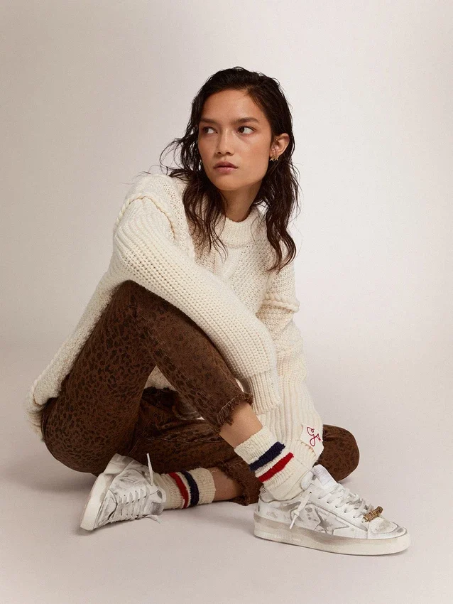 Zapatillas Stardan de cuero blanco con acabado desgastado