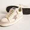 Zapatillas Stardan para mujer en napa y gamuza con estrella rosa con purpurina y lengüeta en el talón