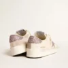 Zapatillas Stardan para mujer en napa y gamuza con estrella rosa con purpurina y lengüeta en el talón