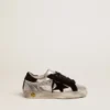 Zapatillas Super-Star de cuero plateado con inserciones de gamuza