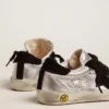 Zapatillas Super-Star de cuero plateado con inserciones de gamuza