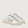 Zapatillas Super-Star Sabot con una estrella de purpurina platino y lengüeta de gamuza