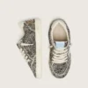 Zapatillas Ball Star para niños en piel de potro con estampado de leopardo en blanco y negro y estrella de cuero color crema