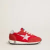 Zapatillas Young Marathon de nylon rojo con estrella estampada y lengüeta de cuero en el talón